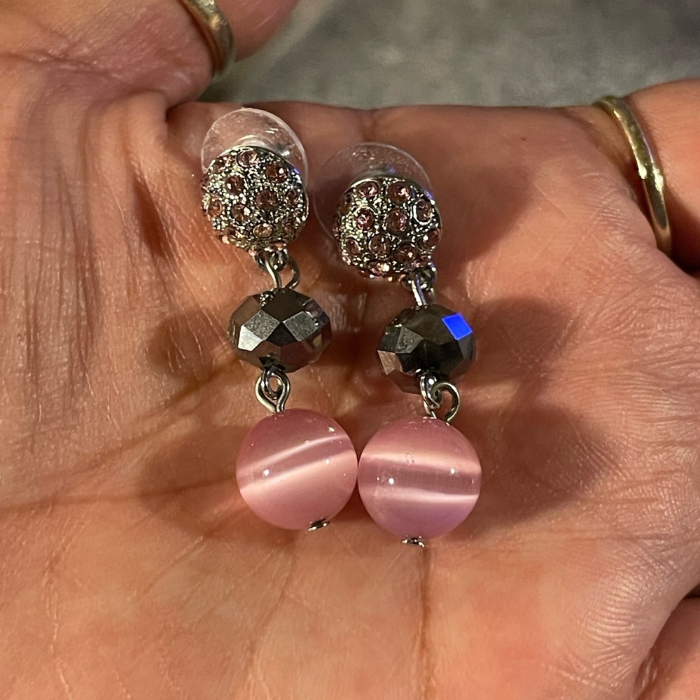 Elegant Pink and Silver Dangle Earrings